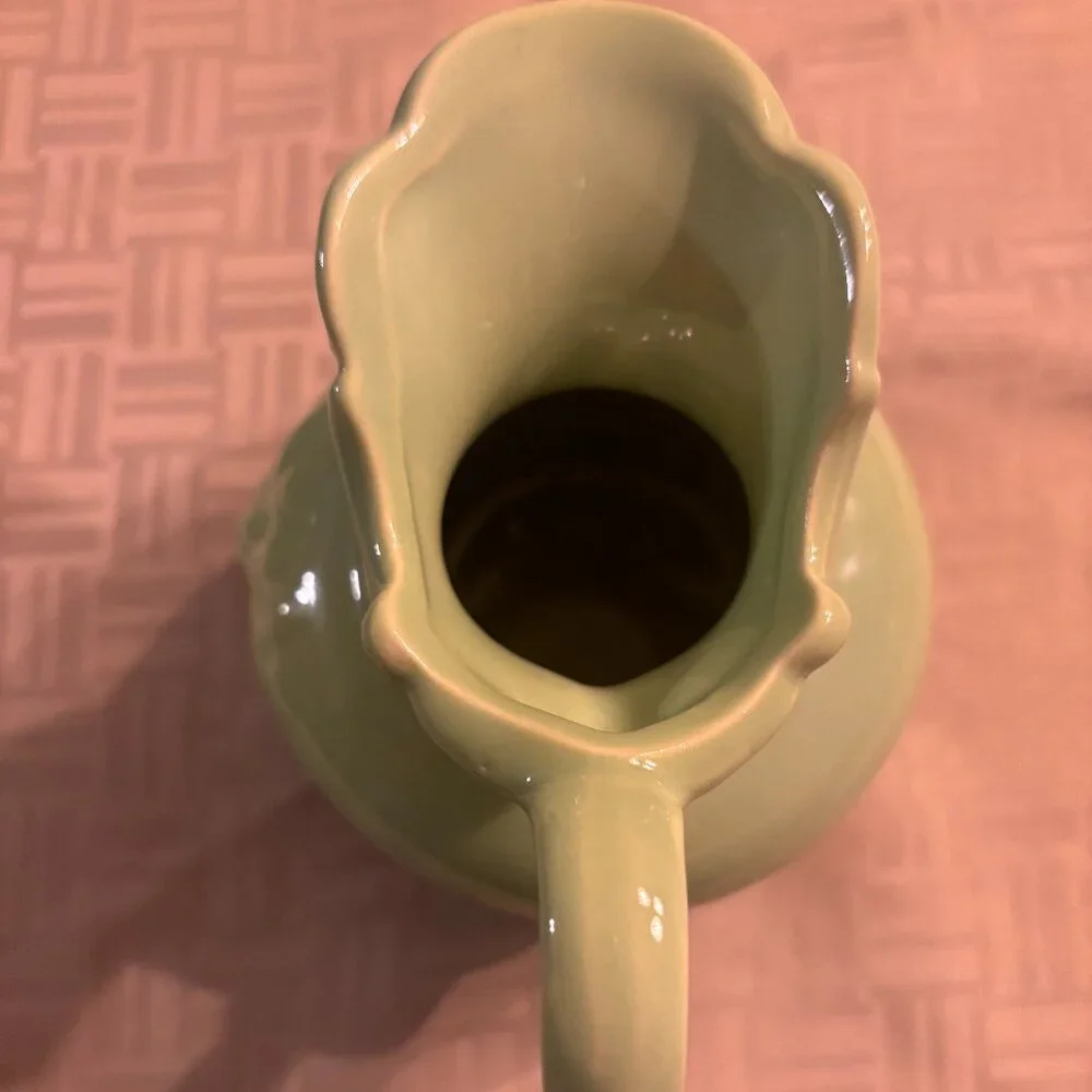 Vintage McCOY Lime Green Small Pitcher ~ Grape Leaf Design USA. 5.5